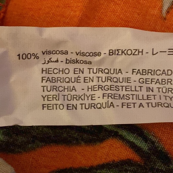 NWT. Zara Orange 100% Viscose Cut-Out Printed V-neck Midi Dress. Size S. - Picture 9 of 10